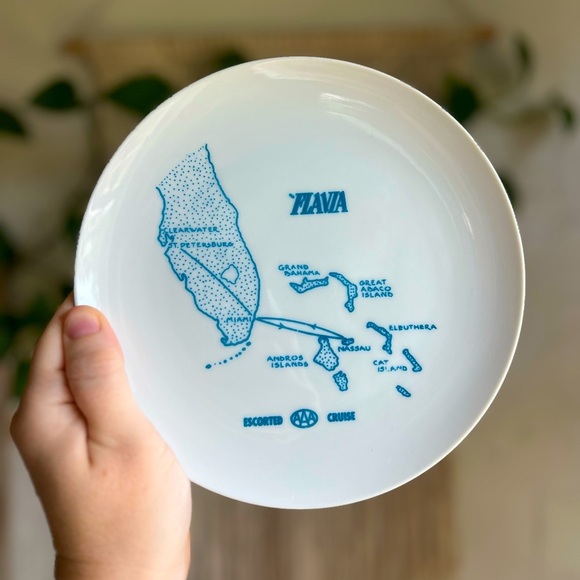 🌊 Vintage Florida to Bahamas AAA Cruise Souvenir Plate – 8” Map Design 🗺️ - Picture 1 of 6